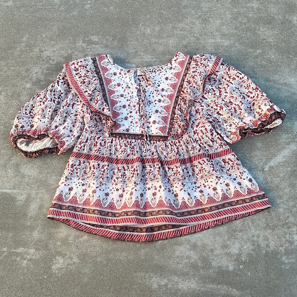Sea New York Red and White Patterned Top